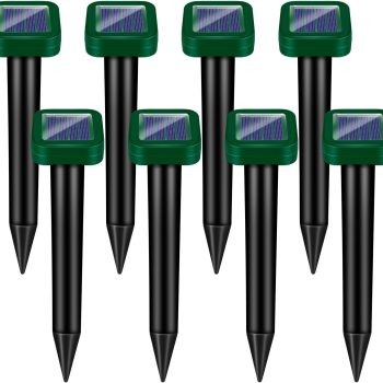 8 Packs Mole Repellent Solar Powered, Chipmunk Vole Deterrent Sonic Spikes, IP65 Waterproof, Ultrasonic Gopher Snake Deterrent Outdoor, Effective Keep Mole Out of Yard Lawn - 1