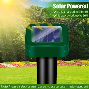 8 Packs Mole Repellent Solar Powered, Chipmunk Vole Deterrent Sonic Spikes, IP65 Waterproof, Ultrasonic Gopher Snake Deterrent Outdoor, Effective Keep Mole Out of Yard Lawn - 4