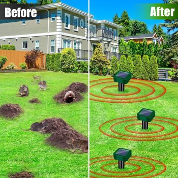 8 Packs Mole Repellent Solar Powered, Chipmunk Vole Deterrent Sonic Spikes, IP65 Waterproof, Ultrasonic Gopher Snake Deterrent Outdoor, Effective Keep Mole Out of Yard Lawn - 6