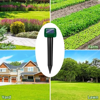 8 Packs Mole Repellent Solar Powered, Chipmunk Vole Deterrent Sonic Spikes, IP65 Waterproof, Ultrasonic Gopher Snake Deterrent Outdoor, Effective Keep Mole Out of Yard Lawn - 8