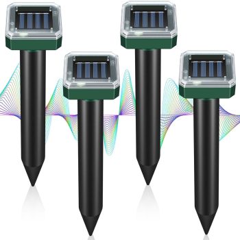 Mole Repellent Solar Powered, Ultrasonic Repeller 4-Pack, Waterproof Sonic Spikes Gopher Vole Groundhog Snake Chipmunk Mole Deterrent Get Rid of Moles in Your Yard - 1