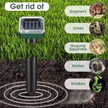 Mole Repellent Solar Powered, Ultrasonic Repeller 4-Pack, Waterproof Sonic Spikes Gopher Vole Groundhog Snake Chipmunk Mole Deterrent Get Rid of Moles in Your Yard - 5