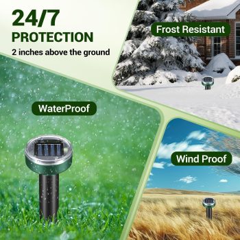 Mole Repellent for Lawns - Gopher Repellent Ultrasonic Solar Powered - Vole Repellent Outdoor Waterproof Mole Deterrent Spikes Repellent Snake,Chipmunk,Groundhog,Sonic Mole Stakes - 5