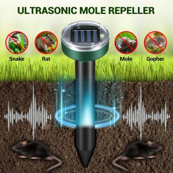 Mole Repellent for Lawns - Gopher Repellent Ultrasonic Solar Powered - Vole Repellent Outdoor Waterproof Mole Deterrent Spikes Repellent Snake,Chipmunk,Groundhog,Sonic Mole Stakes - 6