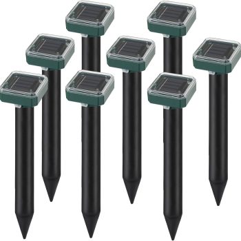 8 Pack Solar Powered Mole Repellent, Ultrasonic Outdoor Pest Repeller for Lawns & Gardens - Waterproof, Chipmunk, Vole, Gopher, Groundhog, Snake Deterrent - 1
