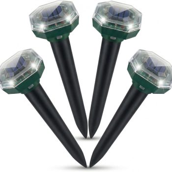 Mole Repellent Solar Powered 4 Pack, Waterproof Outdoor Ultrasonic Gopher Repellent for Voles, Groundhogs, Skunks in Yards, Lawns, and Gardens - 1