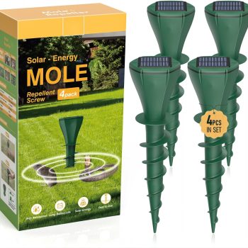 2026 Upgraded Solar Pest Repeller Stakes, Outdoor Ultrasonic Mole Repellent Solar Powered for Yard Garden Lawn, Waterproof Gopher & Groundhog Deterrent for Moles, Gophers, Snakes and Voles - 1